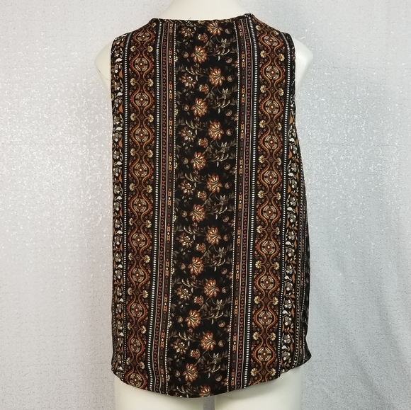 Ambiance Boho 3/4 Zipper Front Flowy Blouse sz L - Picture 3 of 7